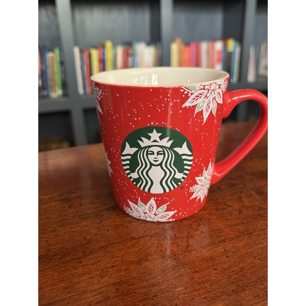 Starbucks 2020 Christmas Holiday Mug 18 oz Red White Poinsettia Nestles